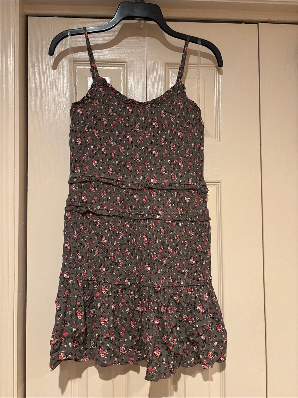 Aeropostale Olive Green Floral Mini Dress with Pink Accents